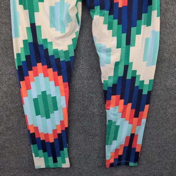 Lularoe TC2 Leggings Womens Blue Green Geometric Pattern Polyester - Picture 9 of 11